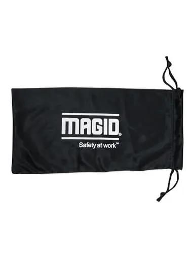 Black protective case for ANSI Z87.1 Safety Glasses With Anti Fog UV Protection Clear Lens Side Shields featuring branding.