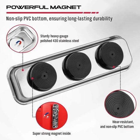 Effortless floor cleanup with a 17 inch heavy‑duty magnet sweeper that lifts nails, screws, and ferrous debris; shown with PVC bottom and steel body.