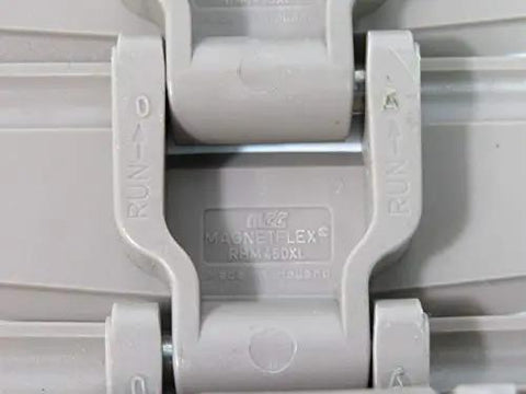Close-up of Magnetflex Slatband Chain RHM450XL Four And One Half Inch Wide Used And In Working Condition, showing durable link construction