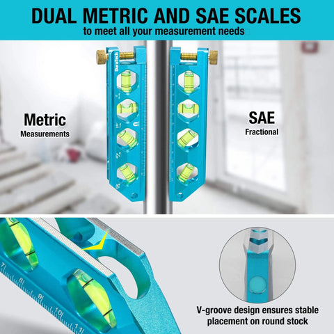 Magnetic 6.25 Inch Torpedo Level With 0 Degree 30 Degree 45 Degree 90 Degree Bubbles V Groove Large Viewing Window Aluminum Alloy Body Hanging Hole SAE And Metric Scale For DIY Projects And Home Use Duratech