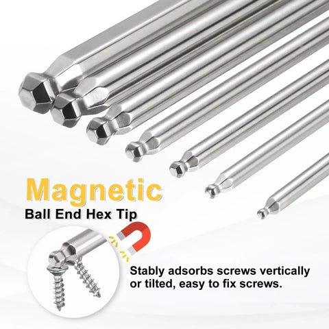 Five Piece Ball End Hex Screwdriver Bit Set H3 3mm With Quarter Inch Hex Shank And Two Hundred Millimeter Long Magnetic S2 Steel