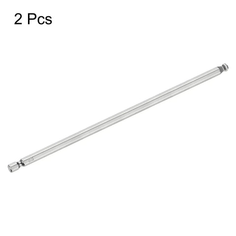 Long Magnetic Ball End Hex Screwdriver Bit Set Two Piece 6mm Hex With One Fourth Inch Shank And 200mm Length Ball Head Magnetic Bits