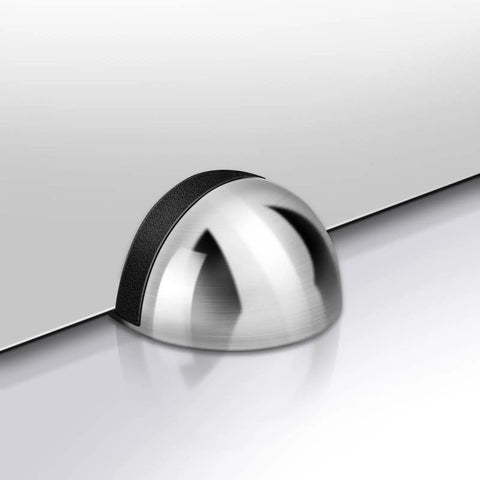 Magnetic Door Stop With Self Adhesive Mount, Brushed Nickel Stainless Steel Floor Stop For Bottom Of Door, No Drill Easy Install
