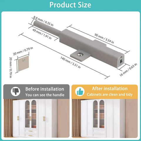Push To Open Cabinet Hardware Magnetic Push Door Latches Heavy Duty Drawer Opener No Fuss Gray 2 Pack dimensions guide