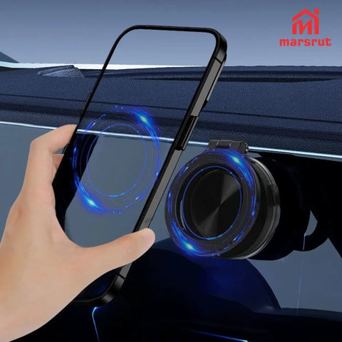 Vacuum Car Phone Mount Holder With Magnetic 360 Degree Rotatable Stand for Easy Hands Free Driving shown on car window