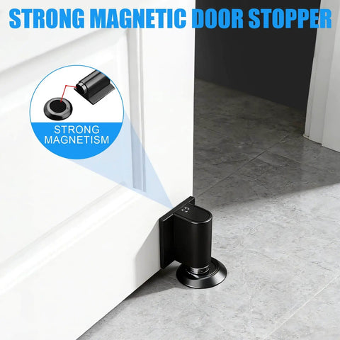No Drill Invisible Door Stopper With Magnetic Door Stop Heavy Duty Hidden Door Catch Holder Installed on Door Bottom