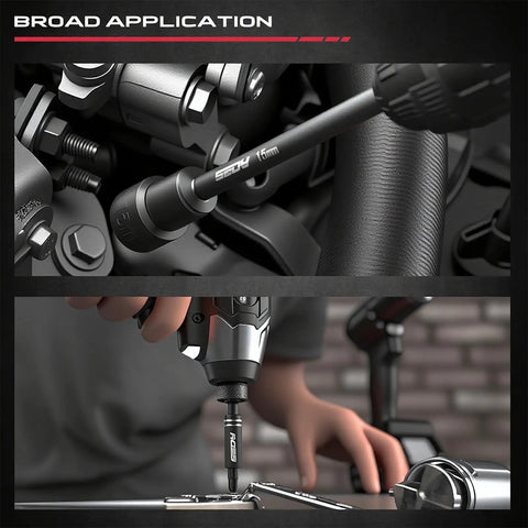 Impact Nut Driver Bit Set, 31-Piece Magnetic Socket Kit For Drill, in use for automotive repair and maintenance.