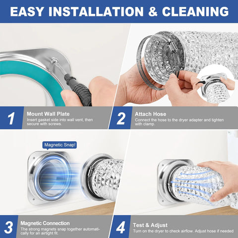 Magnetic dryer vent coupling by Amazon, 4-inch duct, 2 clamps included, quick connect kit