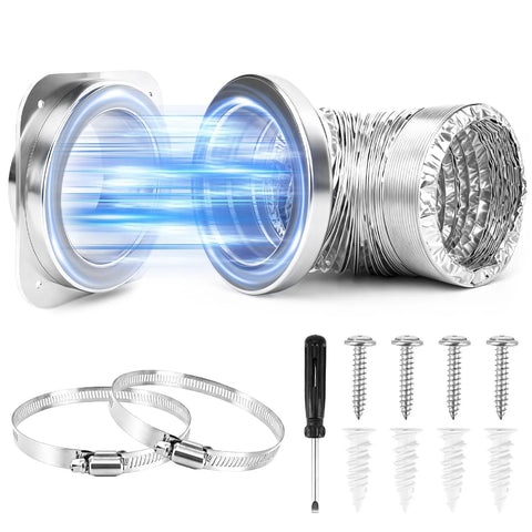 Magnetic dryer vent coupling with 4" duct; quick-connect, airtight seal, self-aligning; clamps and screws included