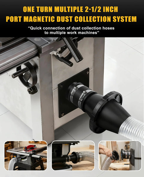 GOOWAY magnetic dust collection fittings kit with 4-inch and 2.5-inch adapters, 14 pieces for shop vacuum hoses.