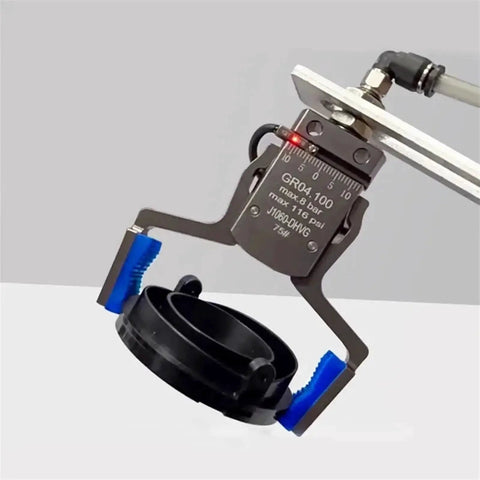 Magnetic Gripper Fixture For Pneumatic Systems And Automated Workflows, precise robot arm attachment, red wine color, close-up view