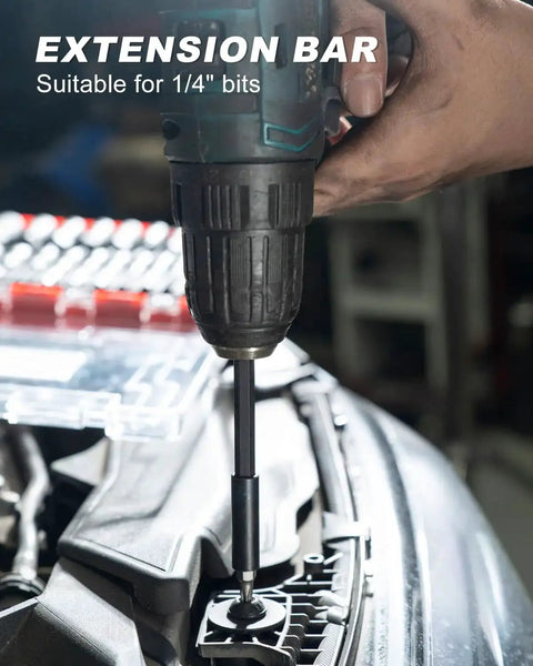 Extension bar from 34-Piece Magnetic Impact Nut Driver Set With SAE and Metric Sizes used on vehicle component