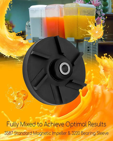 Magnetic impeller with nylon bearing sleeve for standard fit beverage dispensers, compatible with D15 D155 D25 models, in black.