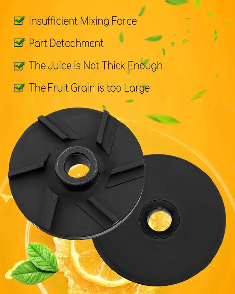 Image of Magnetic Impeller With Nylon Bearings And Bearing Sleeve For Standard Fit Beverage Dispensers with focus on two black components against a citrus background.