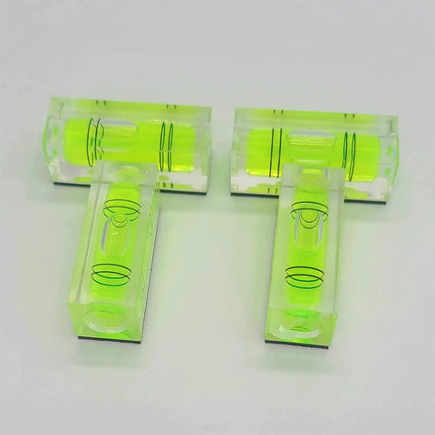 Magnetic Mini Bubble Level Tool Pack, Pocket Size, Ultra Precise 3Line Grid, 4-pack, compact, transparent acrylic, green levels.
