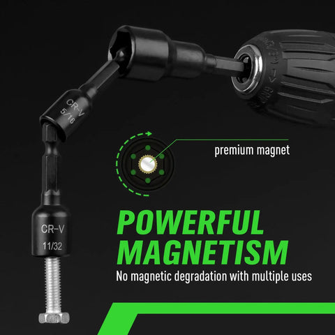 Close-up of 20 Piece Magnetic Nut Driver Set With Metric And SAE Sizes, showing premium magnet holding screw for secure fastening.