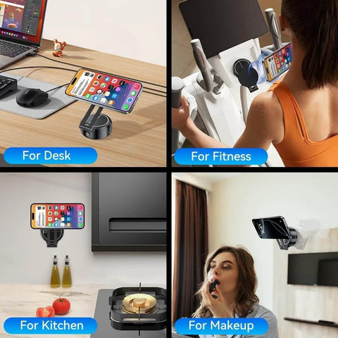 Magnetic Phone Holder With Vacuum Grip Technology And 360 Degree Rotation Tri Axis Adjustable Mag Grip N Go in various settings