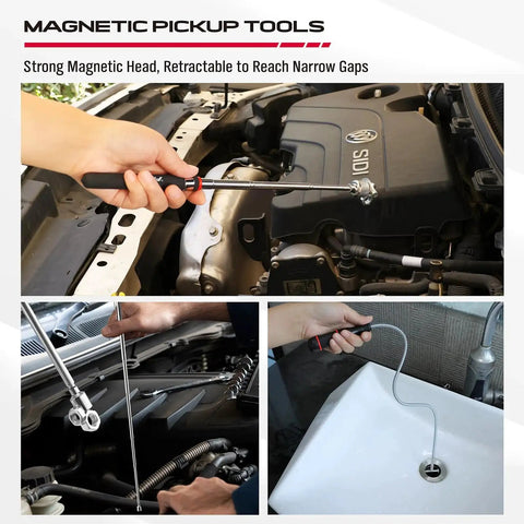 4 Piece Telescoping Magnetic Pickup Tool Set For Garages And Workshops Featuring A 31 Inch Telescoping Magnet Stick With 15 Lb Lift