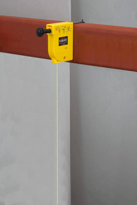 Magnetic plumb bob setter delivers fast, precise vertical alignment with a 14 oz bob, auto-recoil 14.5 ft line on steel beam.