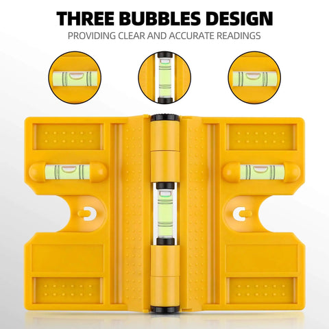 Magnetic Post Level Pro Grade With 270 Degree Adjustable Folding Design, Three Vials For Accurate Readings in yellow