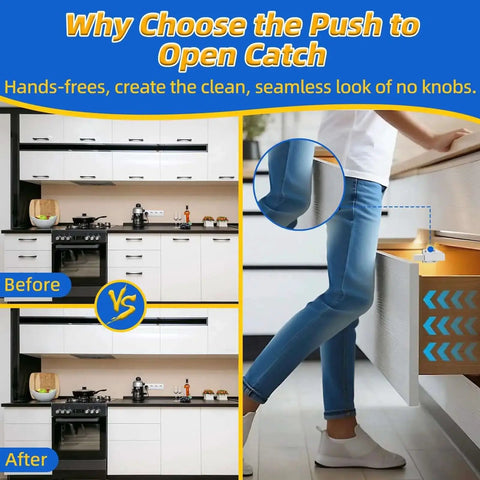 Heavy Duty Magnetic Push Latch for Cabinets and Large Doors No Handle Push to Open Touch Latch White 2 Pack.