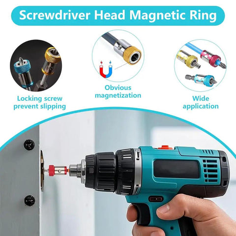 Using upgraded magnetic screwdriver head ring and universal screw magnetizer with hex bits for faster repair.