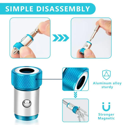 Upgraded Magnetic Screwdriver Head Ring for One Quarter Inch Hex Bits and Power Bits demonstrating simple disassembly.