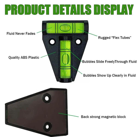 2 Pack Magnetic T Type RV Levelers With Precision Bubble Level For Exterior Leveling And Stabilization, Acrylic Base Attaches To Iron Surfaces, back and front view