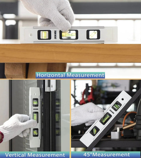 Magnetic Torpedo Level 9 Inch With Box Frame And Alloy Construction, Hands Free Magnetic Attachment For Fast Readouts On Iron Surfaces