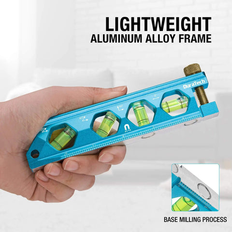 Magnetic 6.25 Inch Torpedo Level With 0 Degree 30 Degree 45 Degree 90 Degree Bubbles V Groove Large Viewing Window Aluminum Alloy Body