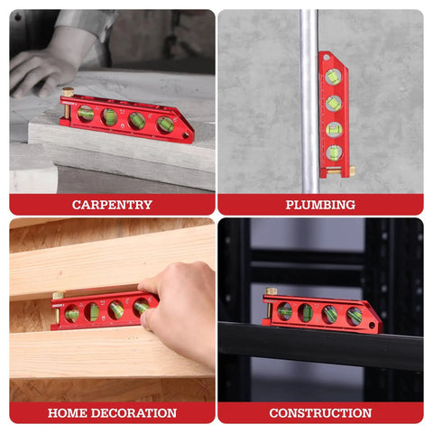 Compact 6.3 inch magnetic torpedo level with top view windows, aluminum frame in carpentry, plumbing, home decor, construction tasks.