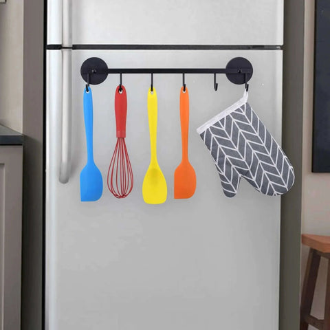 6 Hooks Magnetic Utensil Holder Untensil Rack Tool Hanger Organizer for Refrigerator with kitchen tools hanging