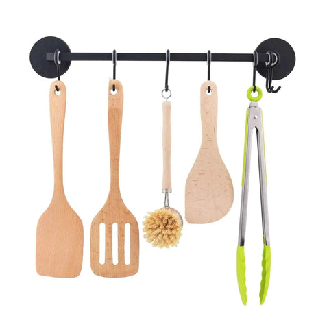 7 Hooks Magnetic Utensil Holder Utensil Rack Tool Hanger Organizer for Refrigerator with various kitchen tools hanging
