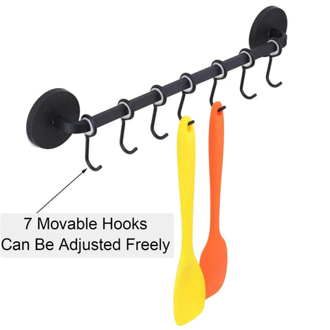 7 Hooks Magnetic Utensil Holder Untensil Rack Tool Hanger Organizer for Refrigerator with yellow and orange spatulas