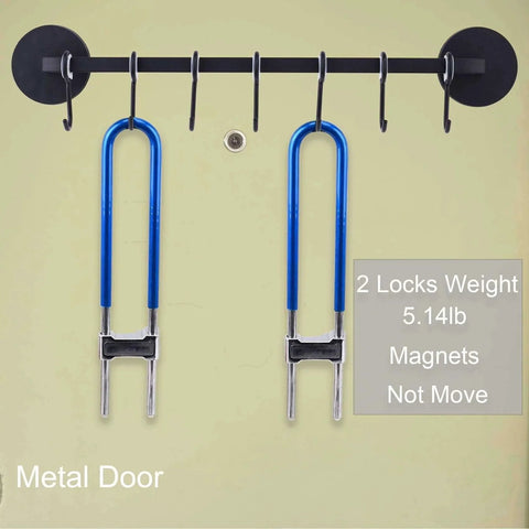 7 Hooks Magnetic Utensil Holder Utensil Rack Tool Hanger Organizer on metal door holding blue locks