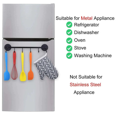 6 Hooks Magnetic Utensil Holder Utensil Rack Tool Hanger Organizer on refrigerator with utensils