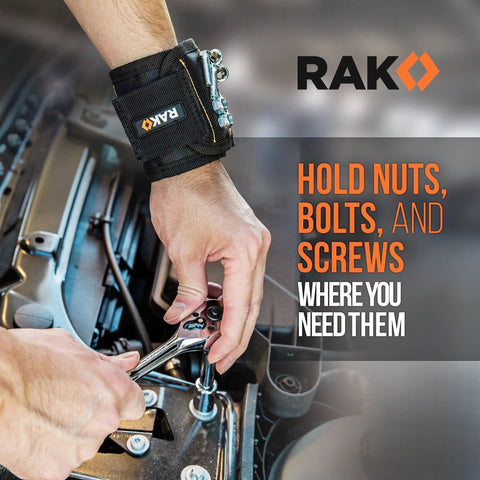 Magnetic Wristband For Tools With Powerful Magnets, Premium Tool Belt For Holding Screws And Nails on wrist while using wrench