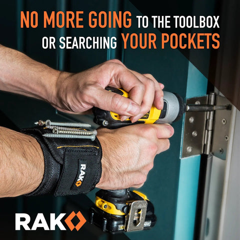 Magnetic Wristband For Tools With Powerful Magnets, Premium Tool Belt For Holding Screws And Nails in use on wrist during drilling