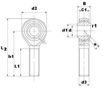 Male Rod End 5/8 POSB10L Left Hand Bearing - VXB Ball Bearings