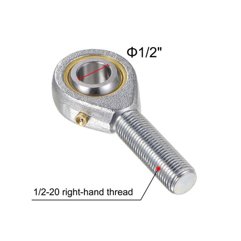 4pcs POSB8 Male Rod End Bearing 1/2 Inch Bore and 1/2-20 Right Hand Thread, Self-Lubricating Joint Rod Ends, Includes Jam Nuts
