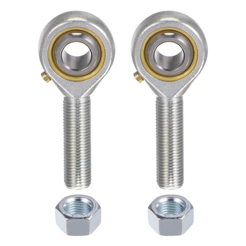 2pcs POSB6 Male Rod End Bearing with 3/8 Inch Bore and 3/8-24 Right Hand Thread, Self Lubricating Heim Joint Rod Ends with Jam Nuts