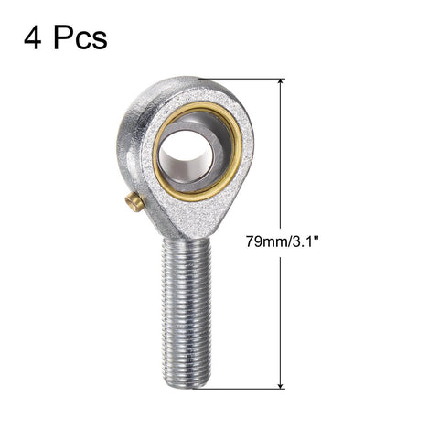 4pcs POSB8 Male Rod End Bearing 1/2 Inch Bore and 1/2-20 Right Hand Thread, Self-Lubricating Joint Rod Ends, Includes Jam Nuts, front view