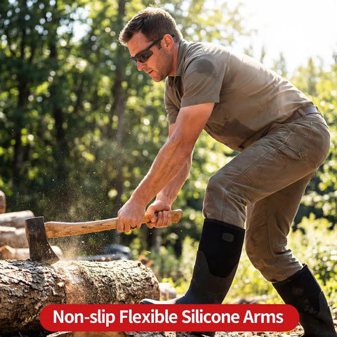 Man chopping wood wearing Clear Safety Glasses 24 Pack With Scratch Resistant Polycarbonate Lenses Z87.1