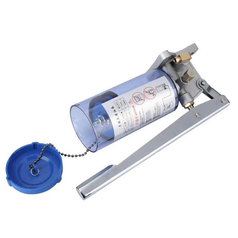 Manual Grease Pump Lubricator For CNC Machine Tools Hand Crank 6mm Outlet 500cc Capacity with blue cap and cast aluminum body