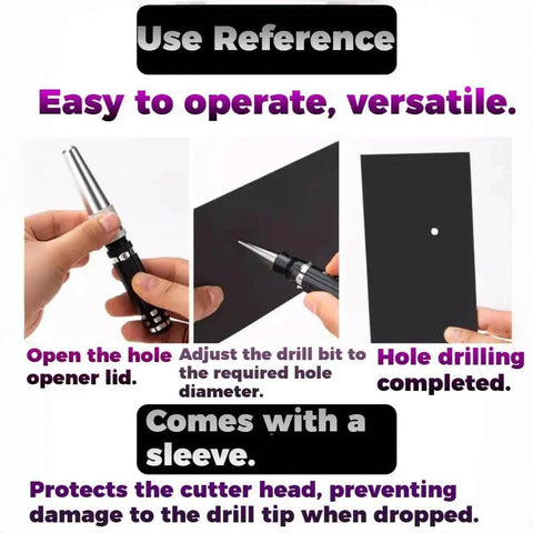 Steps of using Multipurpose Manual Hole Punch With Adjustable 0 To 14mm Range Reamer Steel Body Hand Drill for model making
