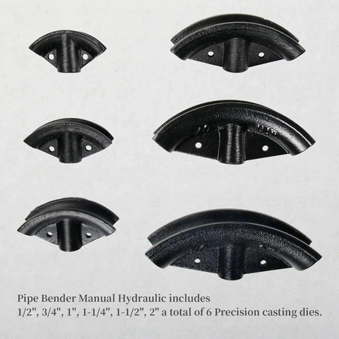 Set of six precision casting dies for 12 Ton Manual Hydraulic Pipe Bender With Six Dies And Adjustable Rollers For Piping And Exhaust Tubes