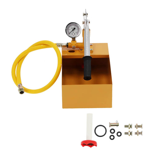 362 PSI Pressure Test Pump, Hydraulic Manual Water Pressure Tester Kit with gauge, hose, and accessories displayed