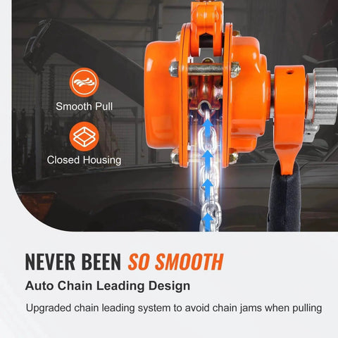 Manual Lever Chain Hoist 1/2 Ton 1100 Lbs Capacity 5 Ft Come Along G80 Galvanized Dual Pawl Brake and 360 Degree Hook close-up