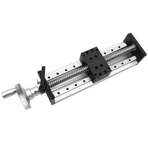 Manual linear stage 80mm motion sliding table double rail guide ballscrew slide module with handwheel ruler 8 inch 200mm effective travel