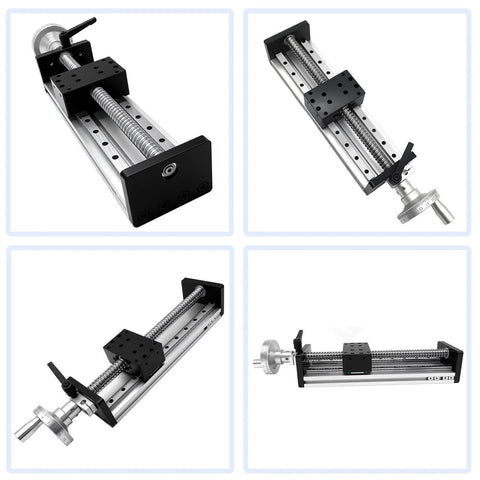 Manual linear stage 80mm motion sliding table with double rail guide ballscrew and handwheel ruler, 8 inch, 200mm travel for CNC